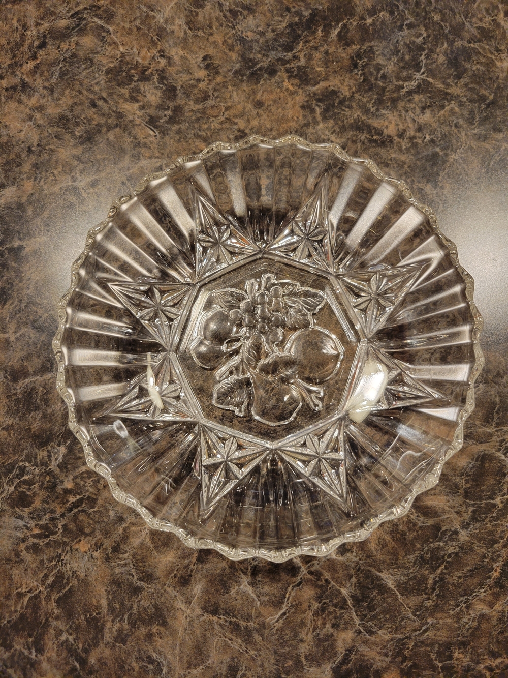 Vintage Fruit Pattern Glass Bowl